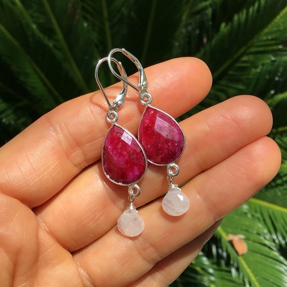 Ruby Moonstone Sundance Charm Earrings - Picture 4 of 6